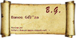 Banos Géza névjegykártya